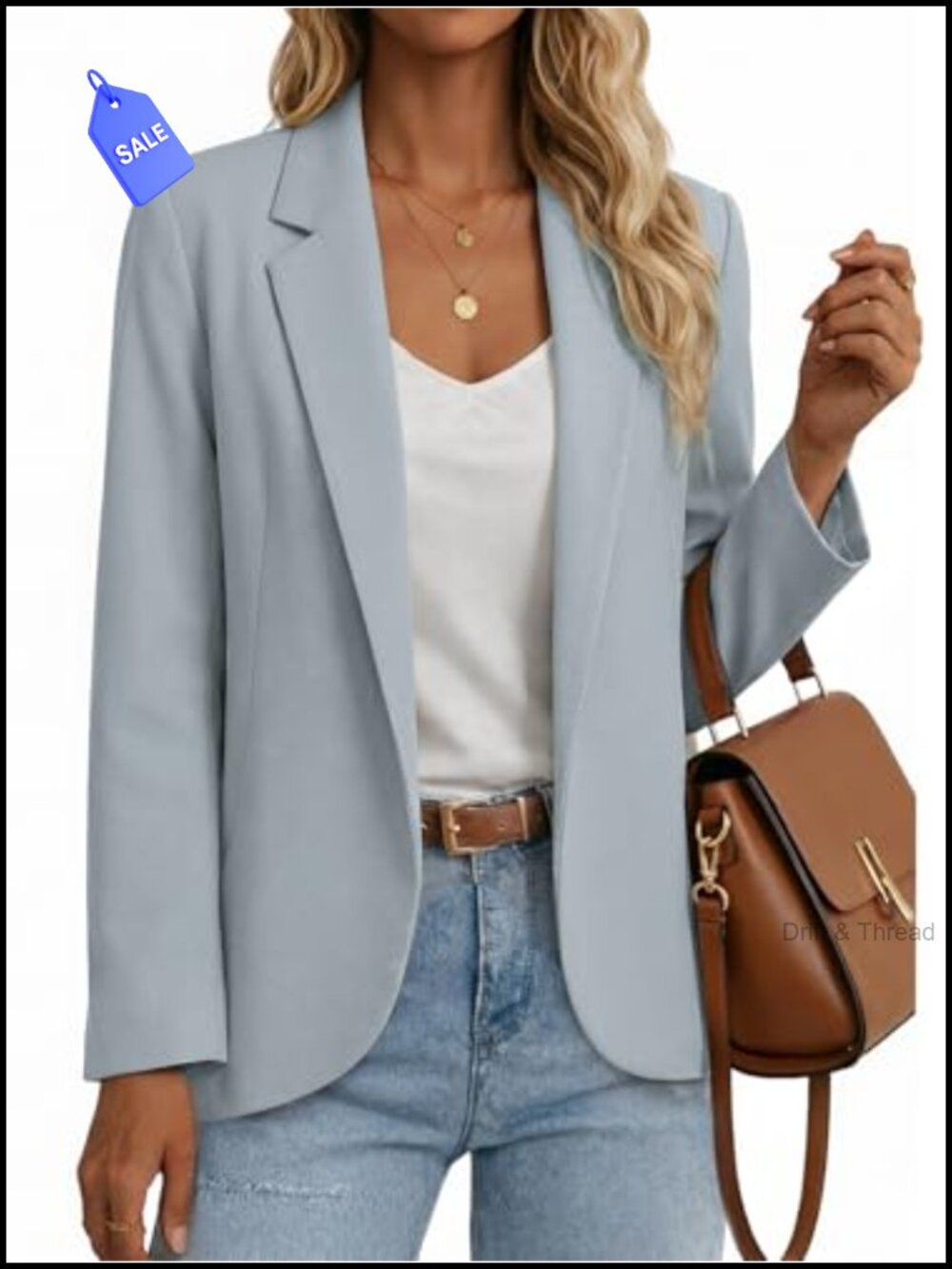 Women's Lightweight Open Front Blazer Long Sleeve Notched Lapel Work Casual